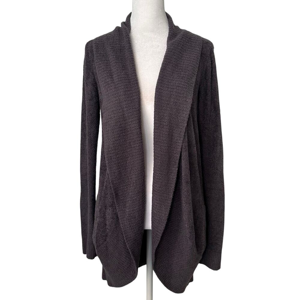 Barefoot Dreams dark gray/purple knit open front cardigan size XS/S